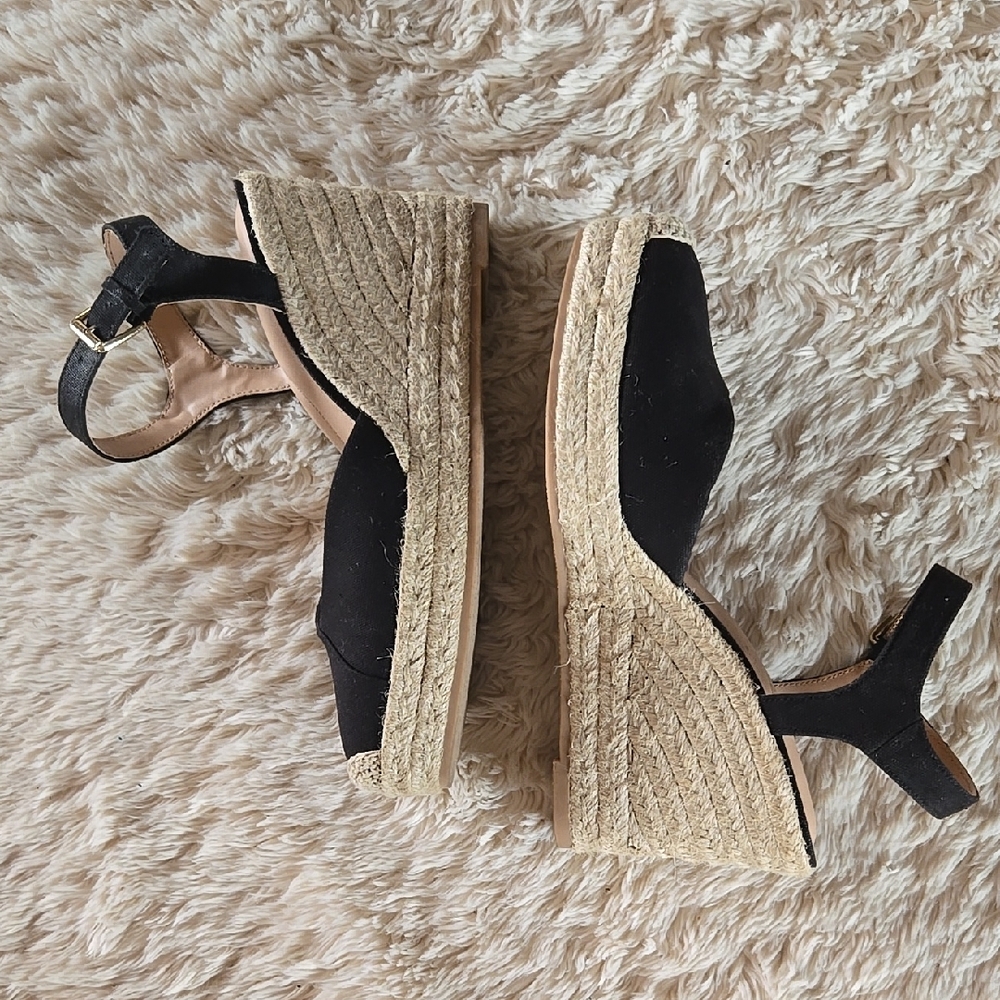 Time and Tru Women's Black Espadrille Wedge Sandals   SIZE  11  🖤